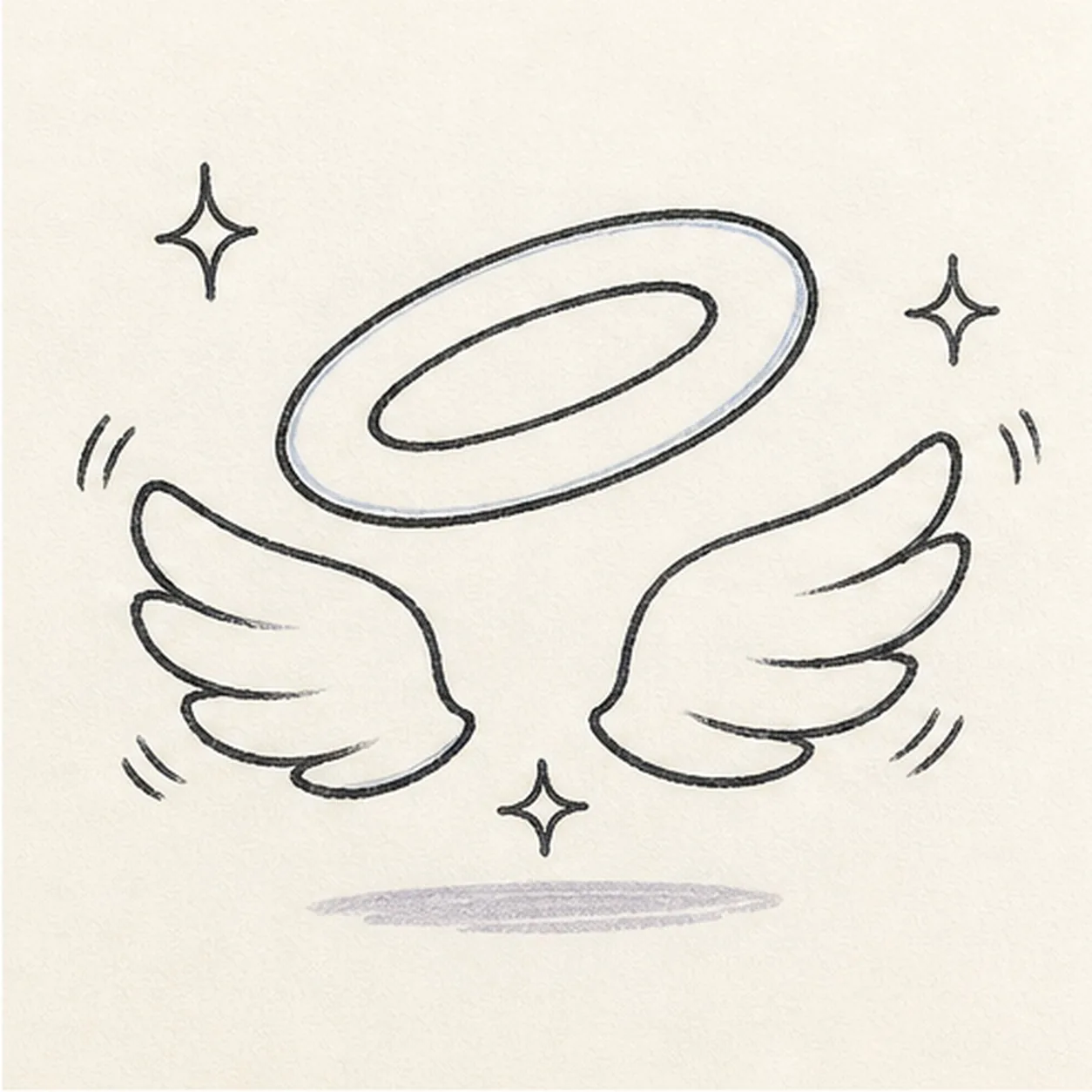 Add the floating sparkle stage for how to draw a halo with wings