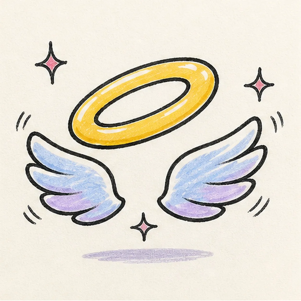 Ink and color the angel symbol stage for how to draw a halo with wings