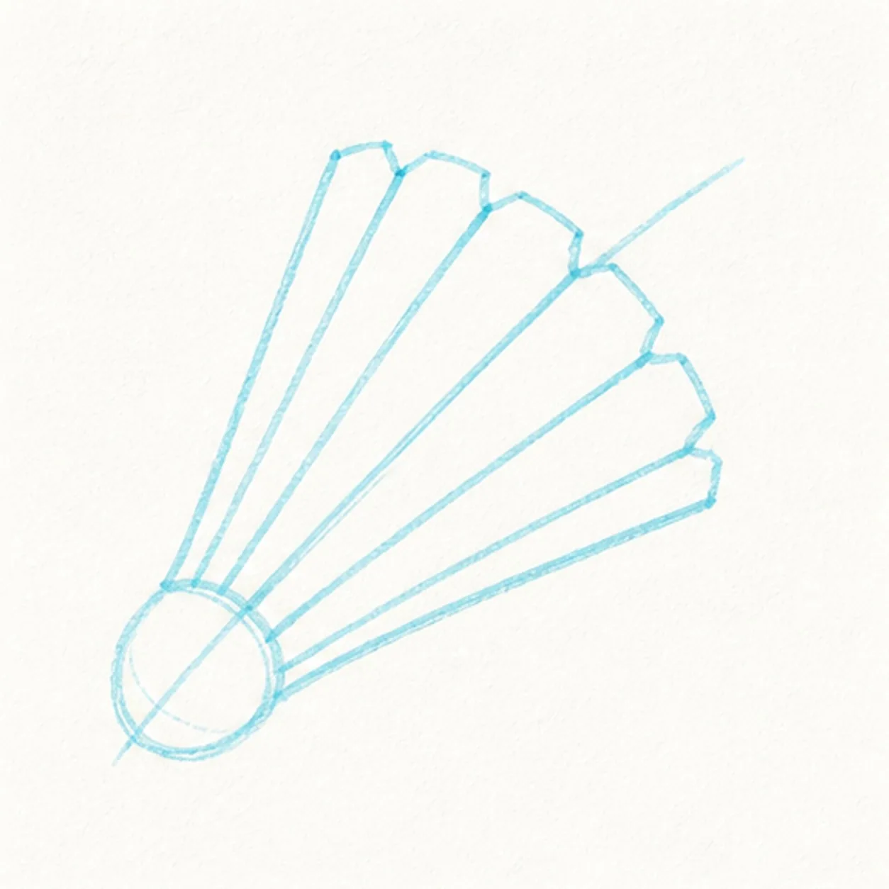 Divide six feather vanes stage for how to draw a badminton shuttlecock