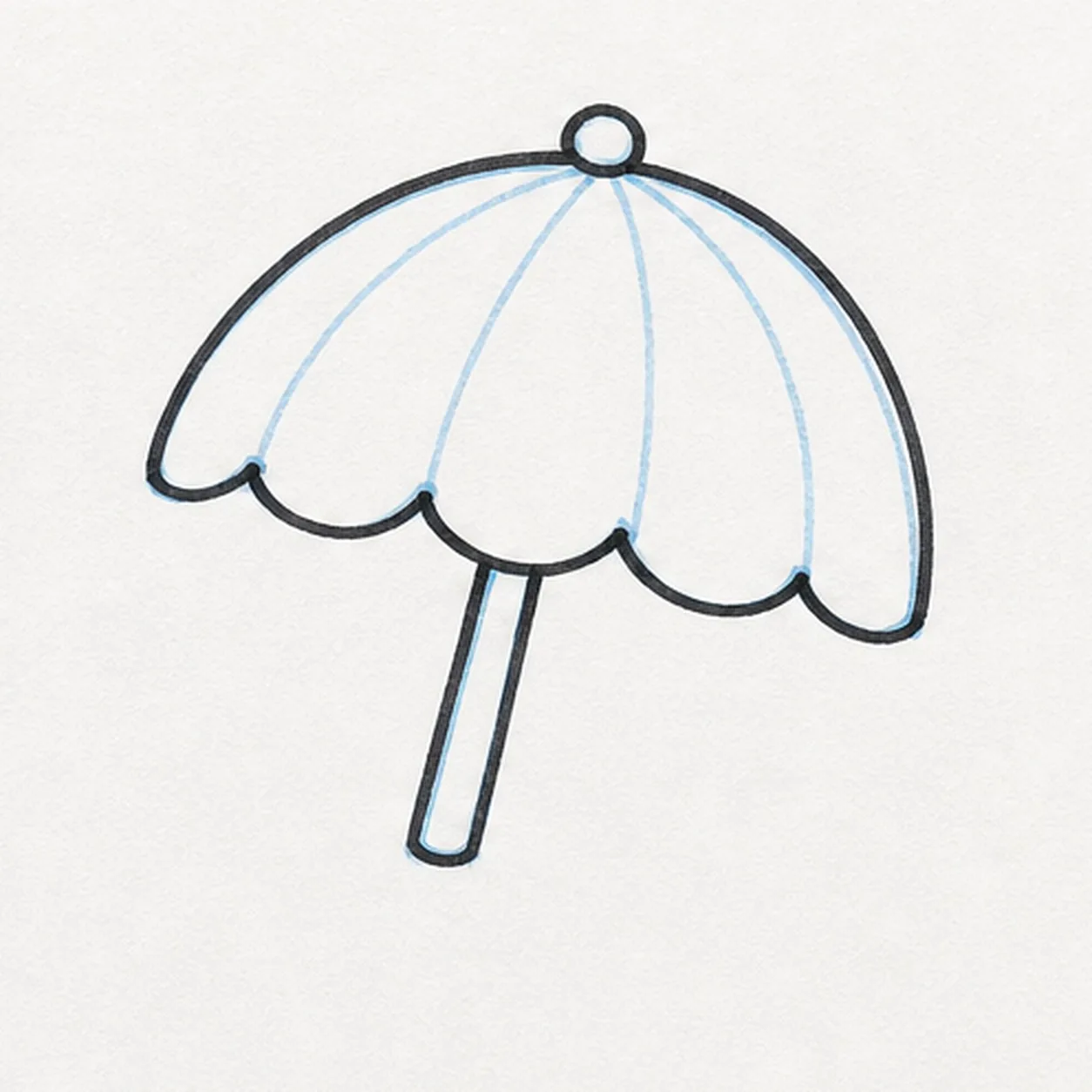 Divide the panels stage for how to draw a beach umbrella