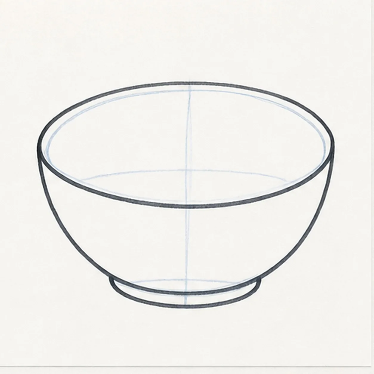 Draw the bowl stage for how to draw a bowl of macaroni