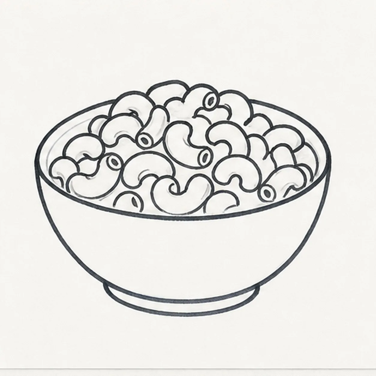 Shape elbow pieces stage for how to draw a bowl of macaroni