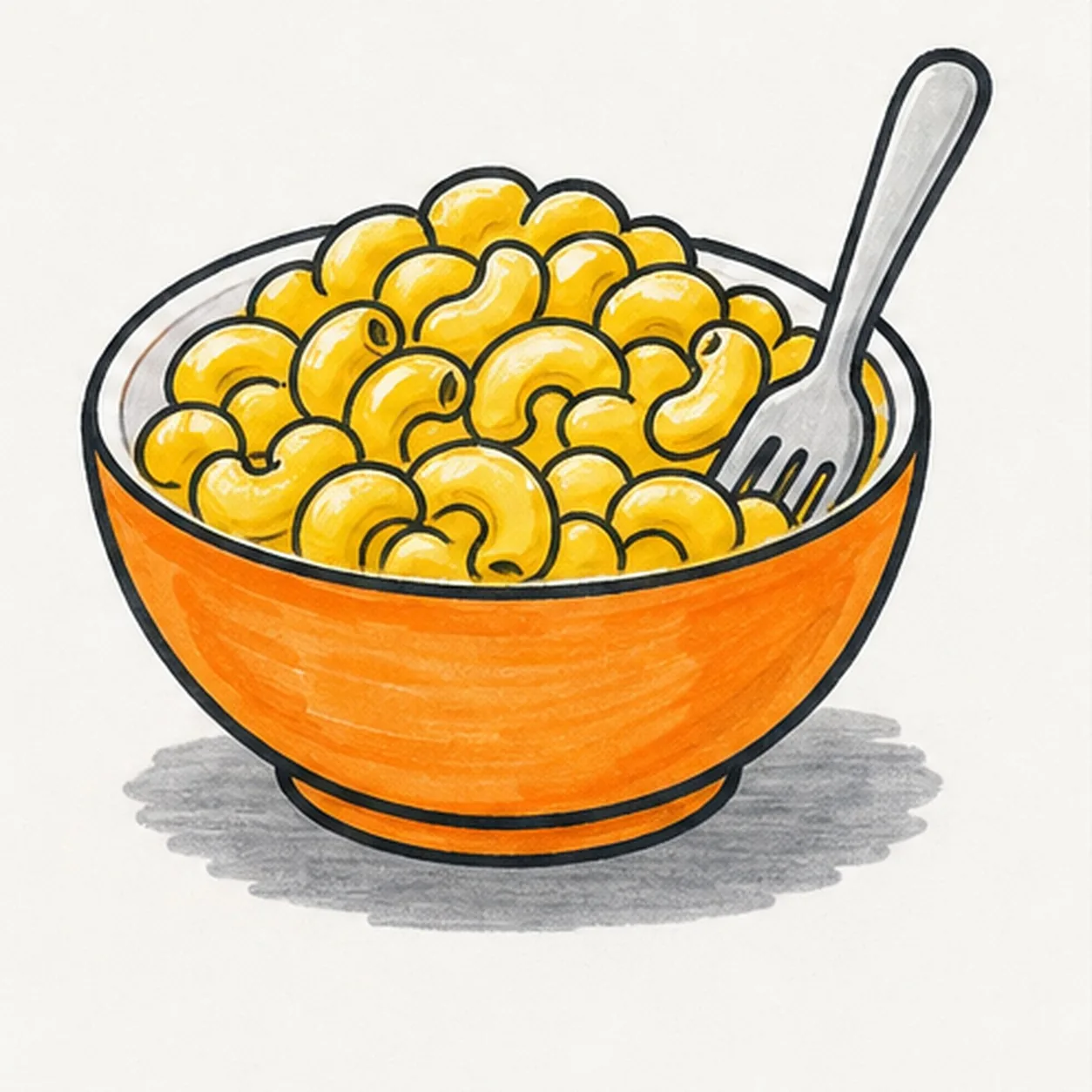 Color the macaroni stage for how to draw a bowl of macaroni
