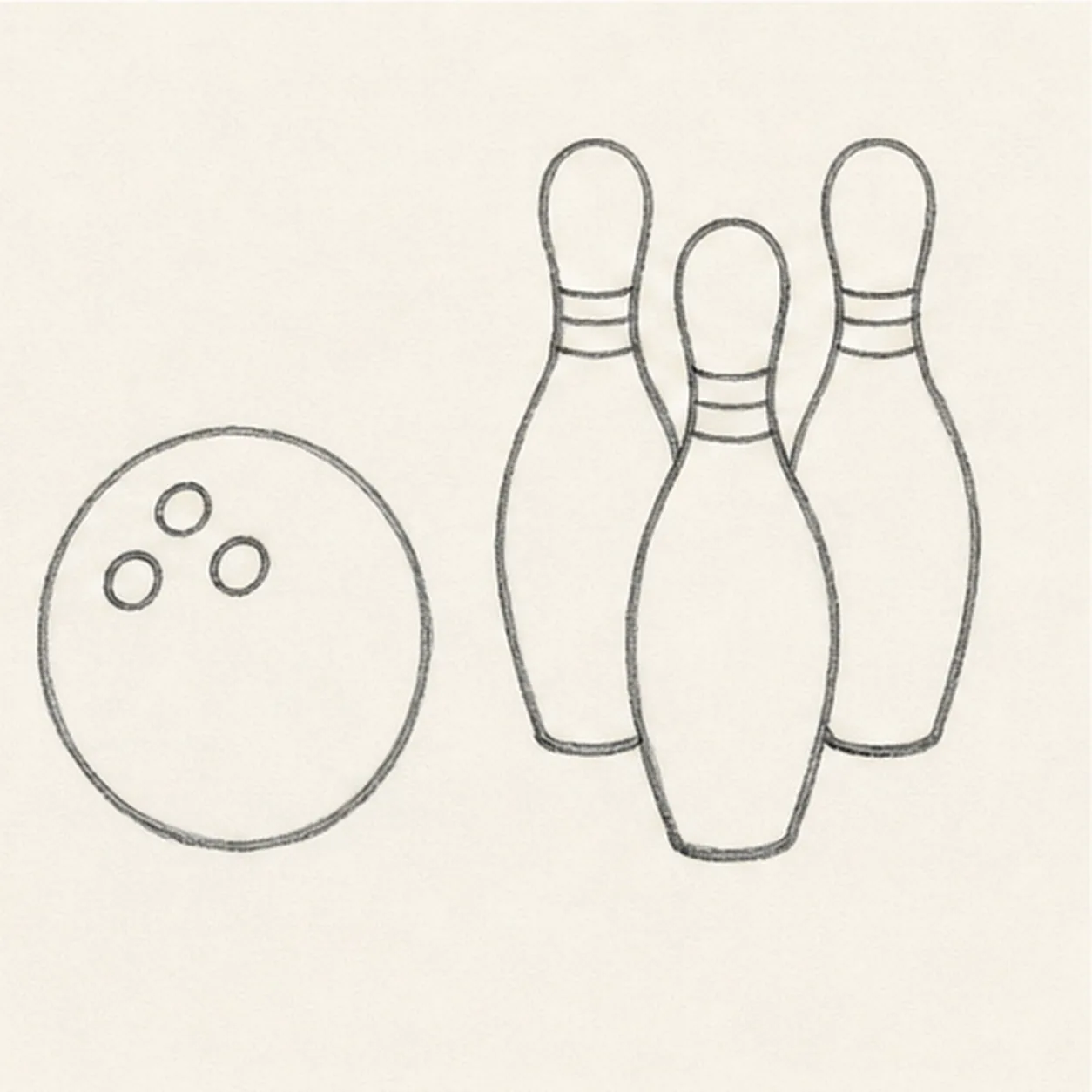 Add holes and pin bands stage for how to draw a bowling ball and pins
