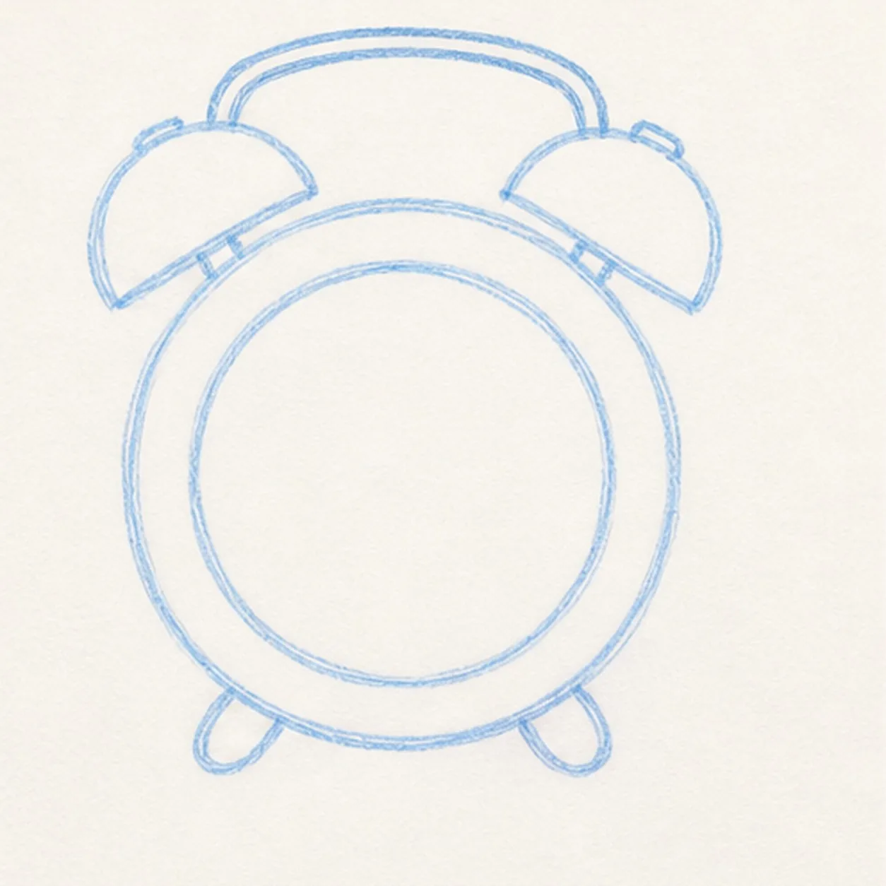 Set feet and handle stage for how to draw an alarm clock