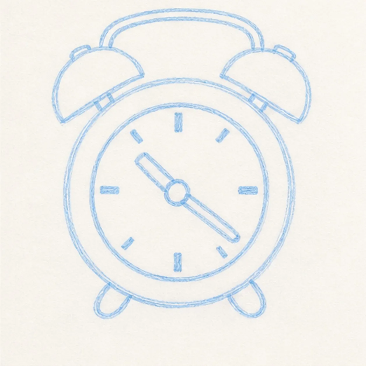 Place hands and ticks stage for how to draw an alarm clock