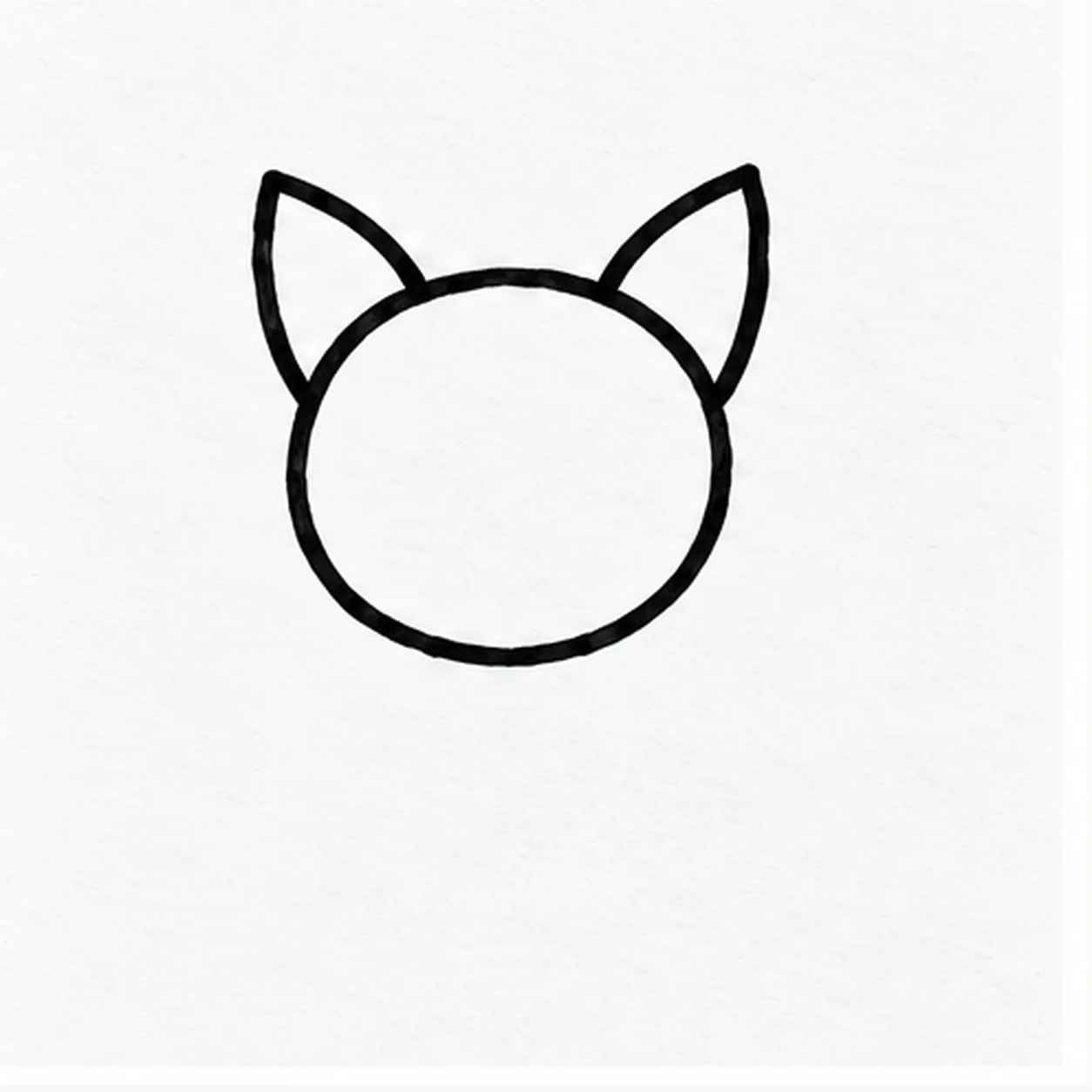 Draw the head and ears stage for how to draw a flying bat