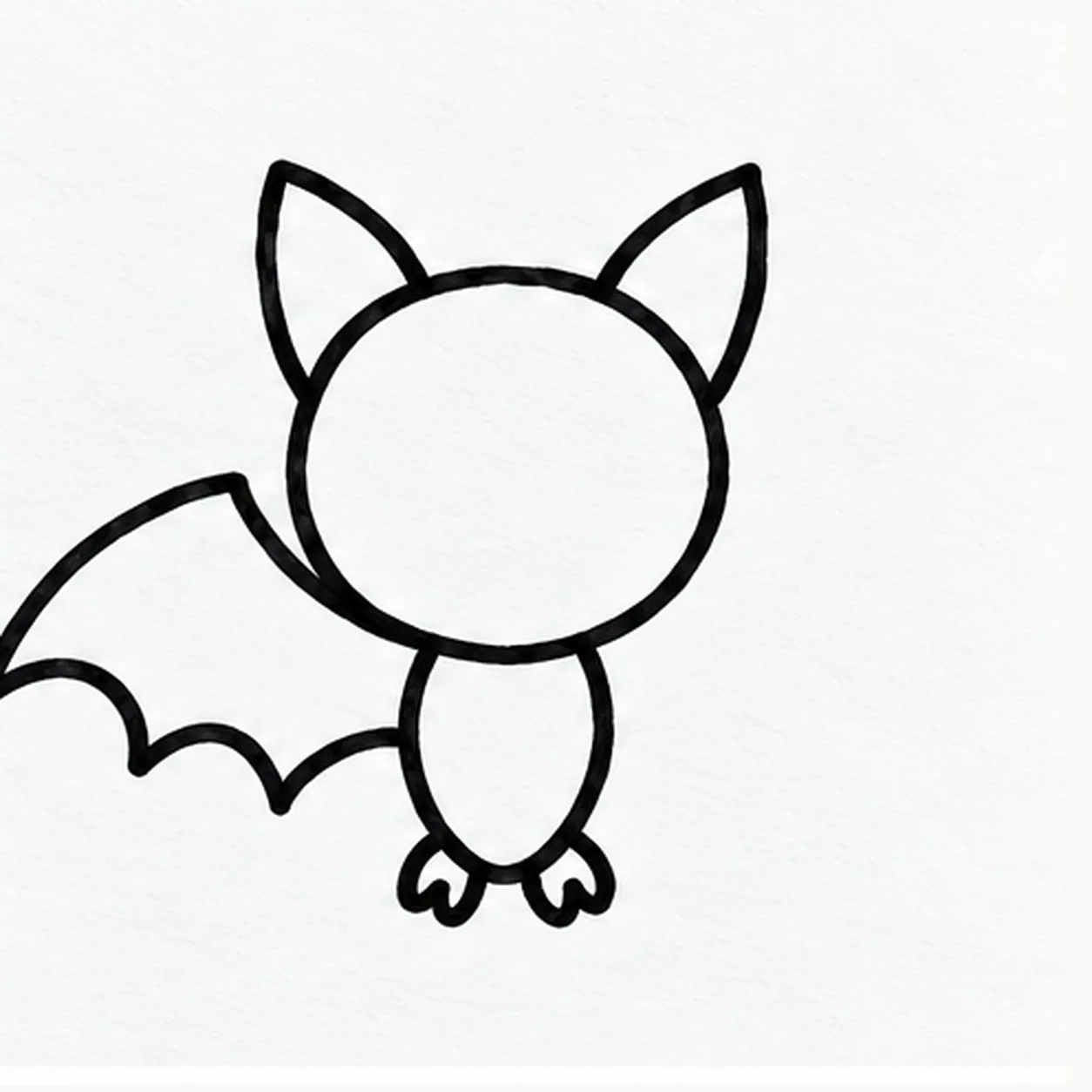 Spread the left wing stage for how to draw a flying bat