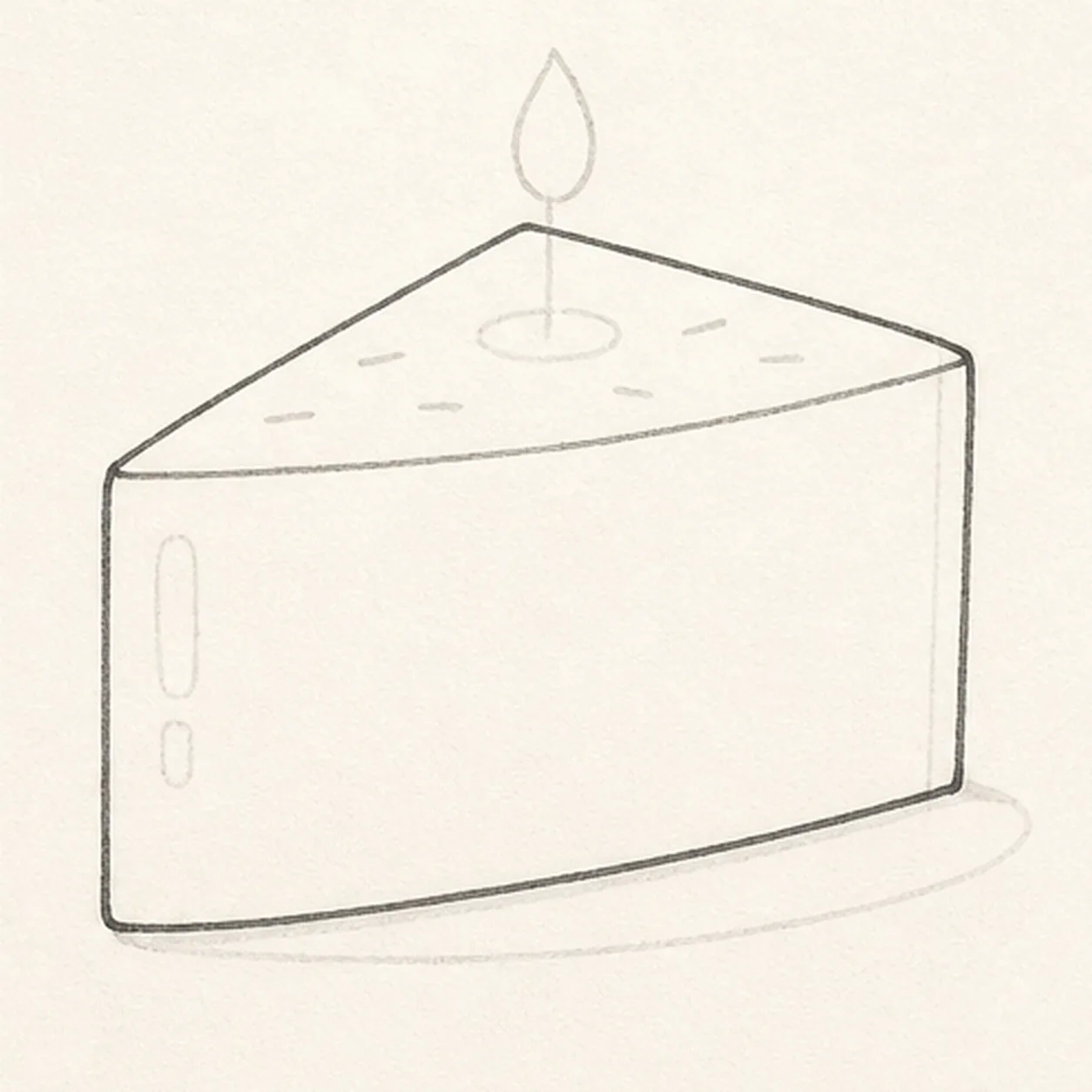 Shape the cake slice stage for how to draw a birthday cake slice