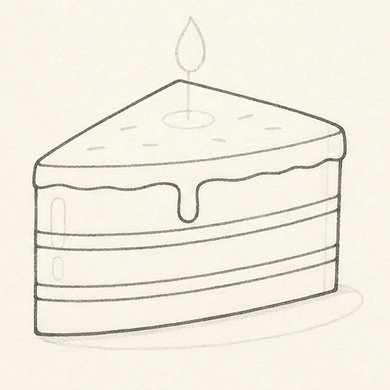 Stack the cake layers stage for how to draw a birthday cake slice