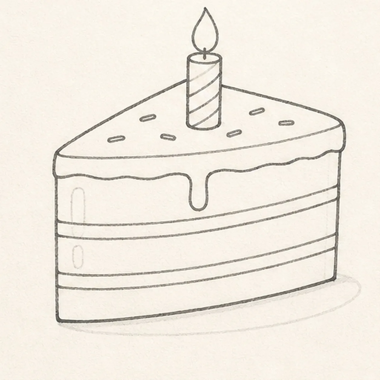 Light the birthday details stage for how to draw a birthday cake slice