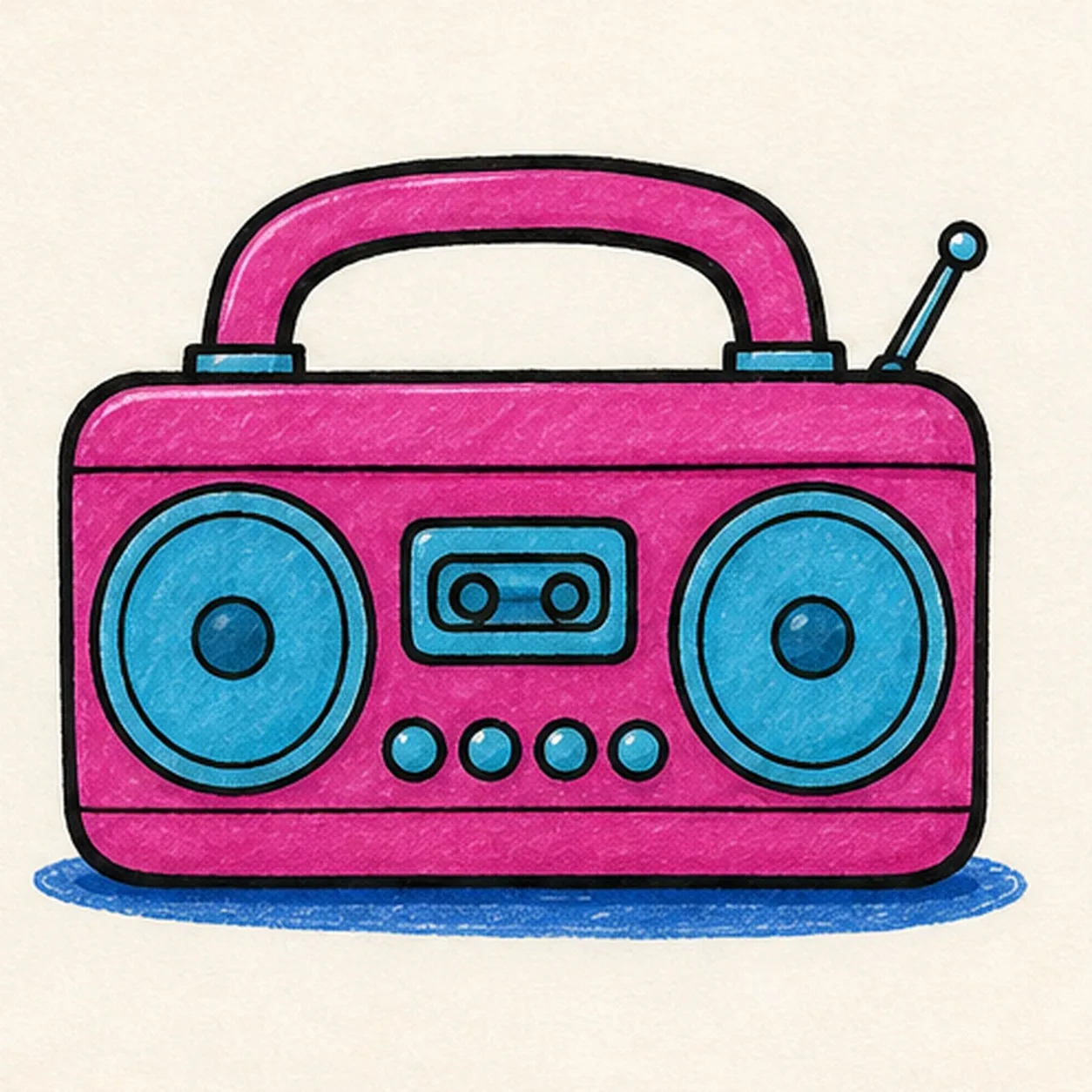 Ink and fill the beat stage for how to draw a boombox