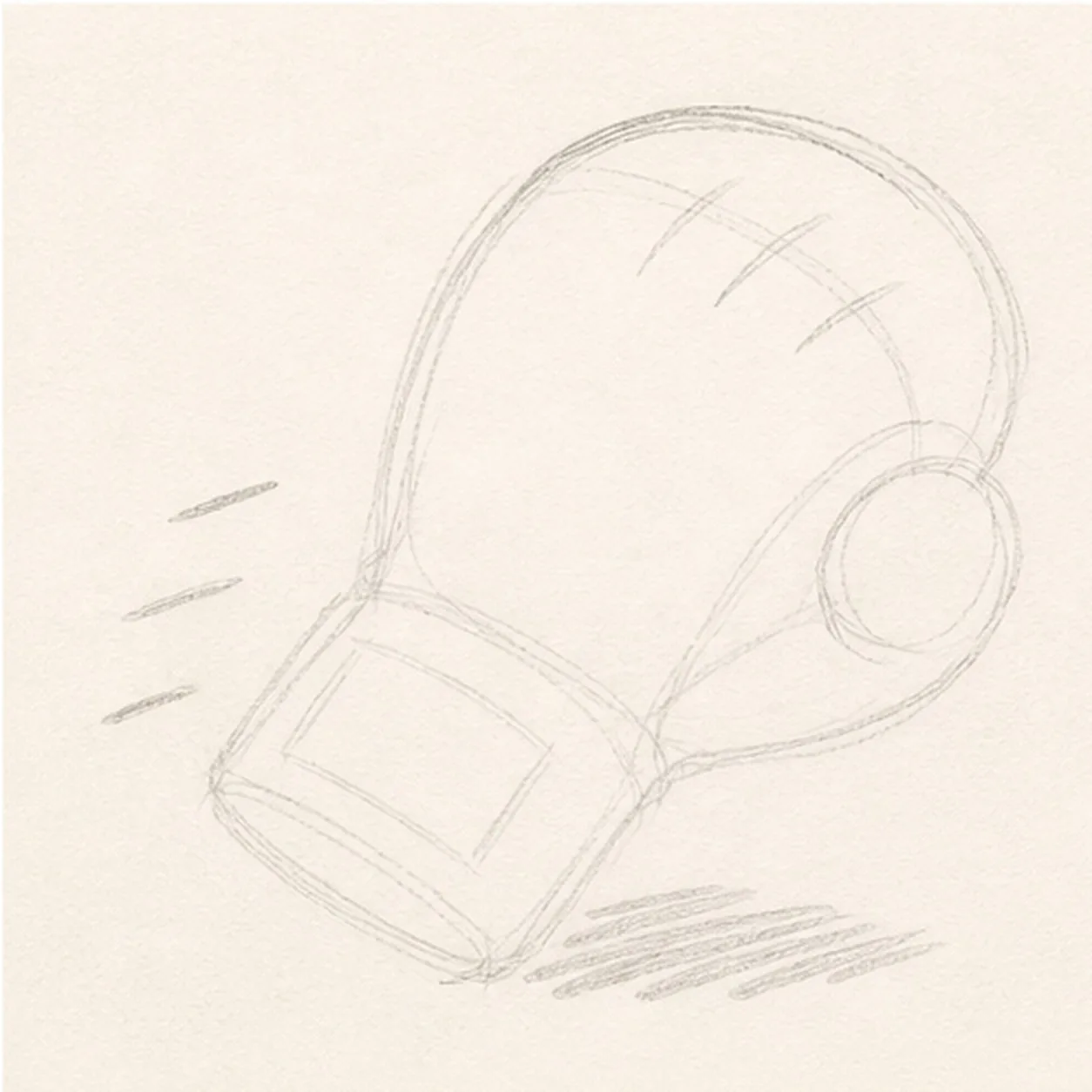Block the punch angle stage for how to draw a cartoon boxing glove
