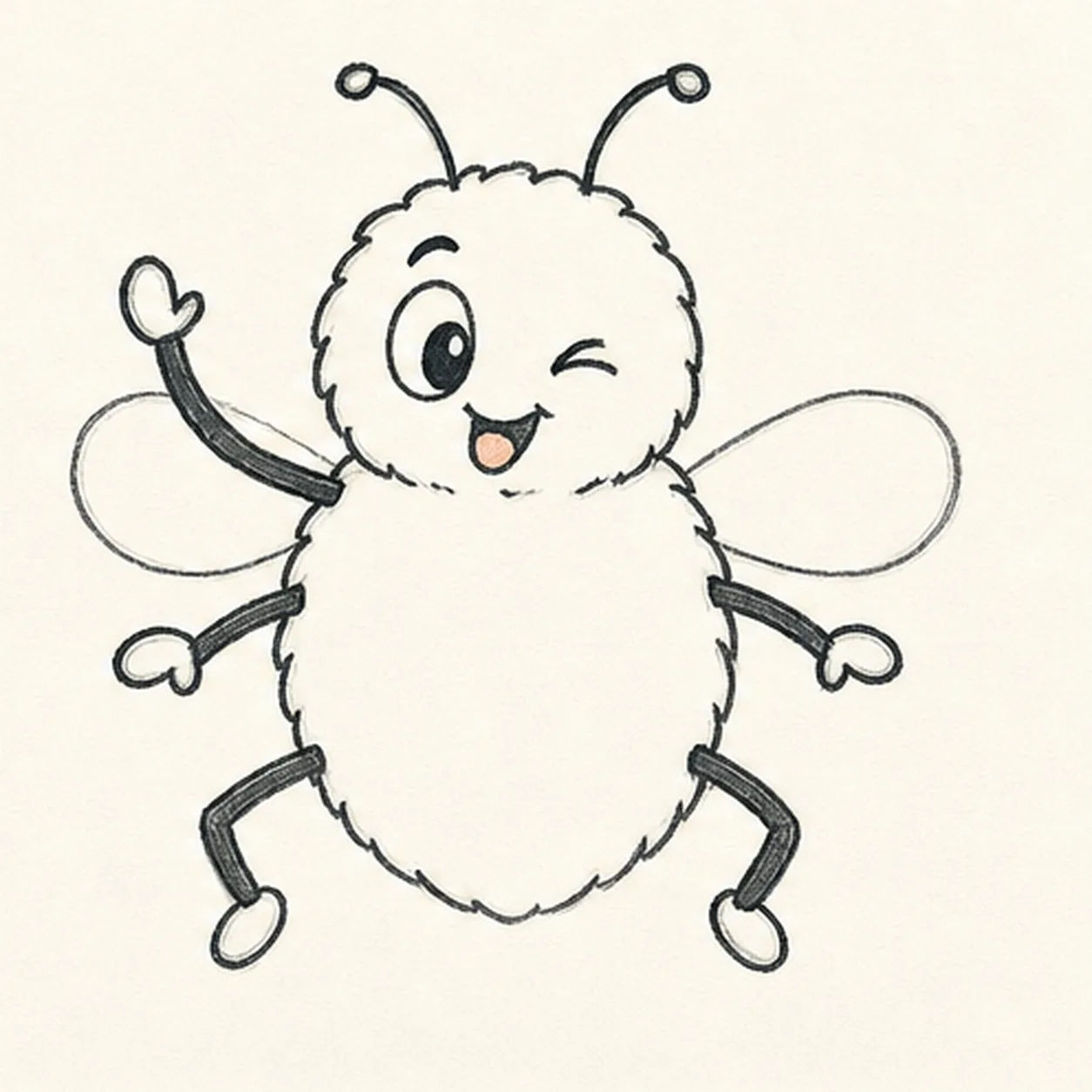 Give the bee a cheeky hello stage for how to draw a bee