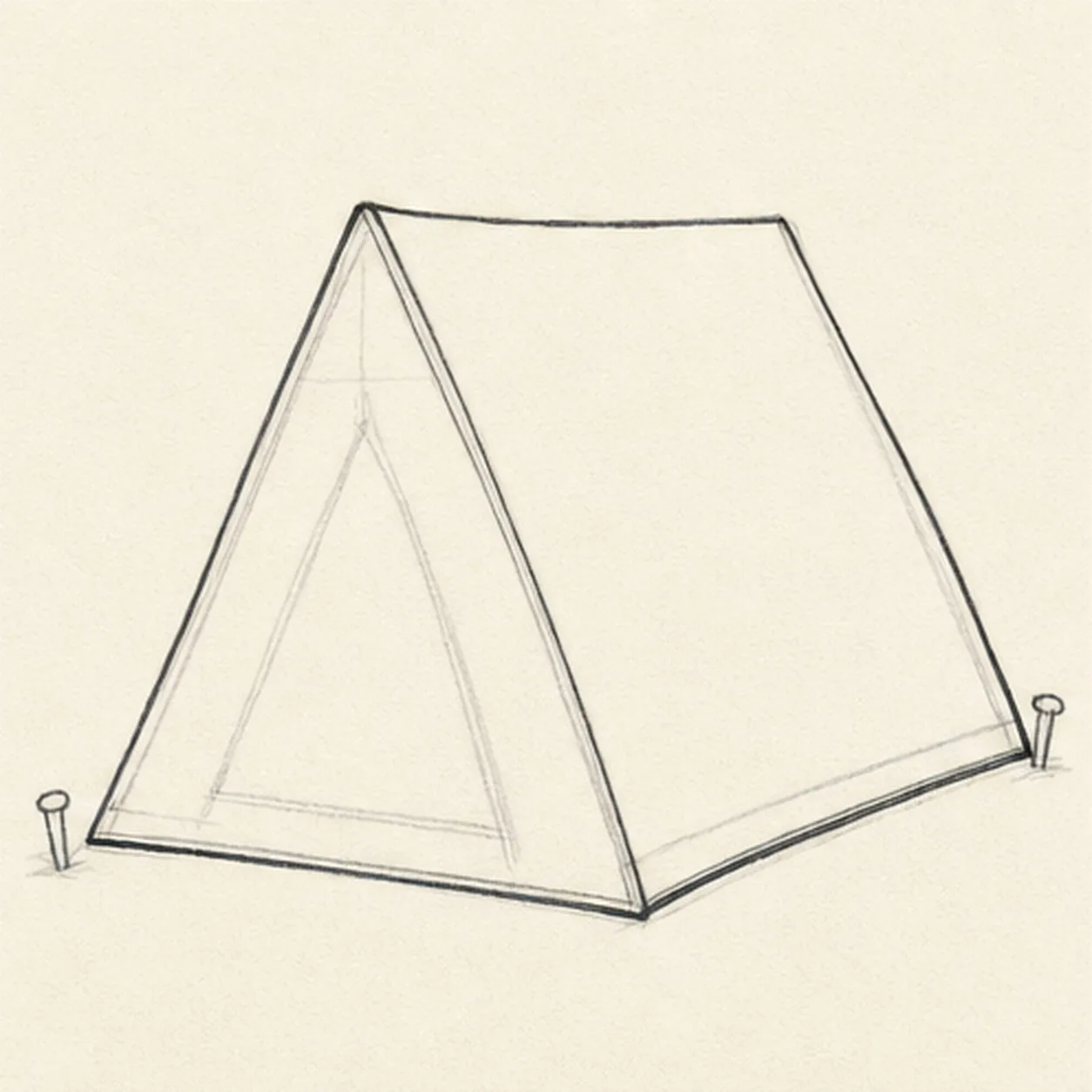 Shape the A-frame tent stage for how to draw a camping tent