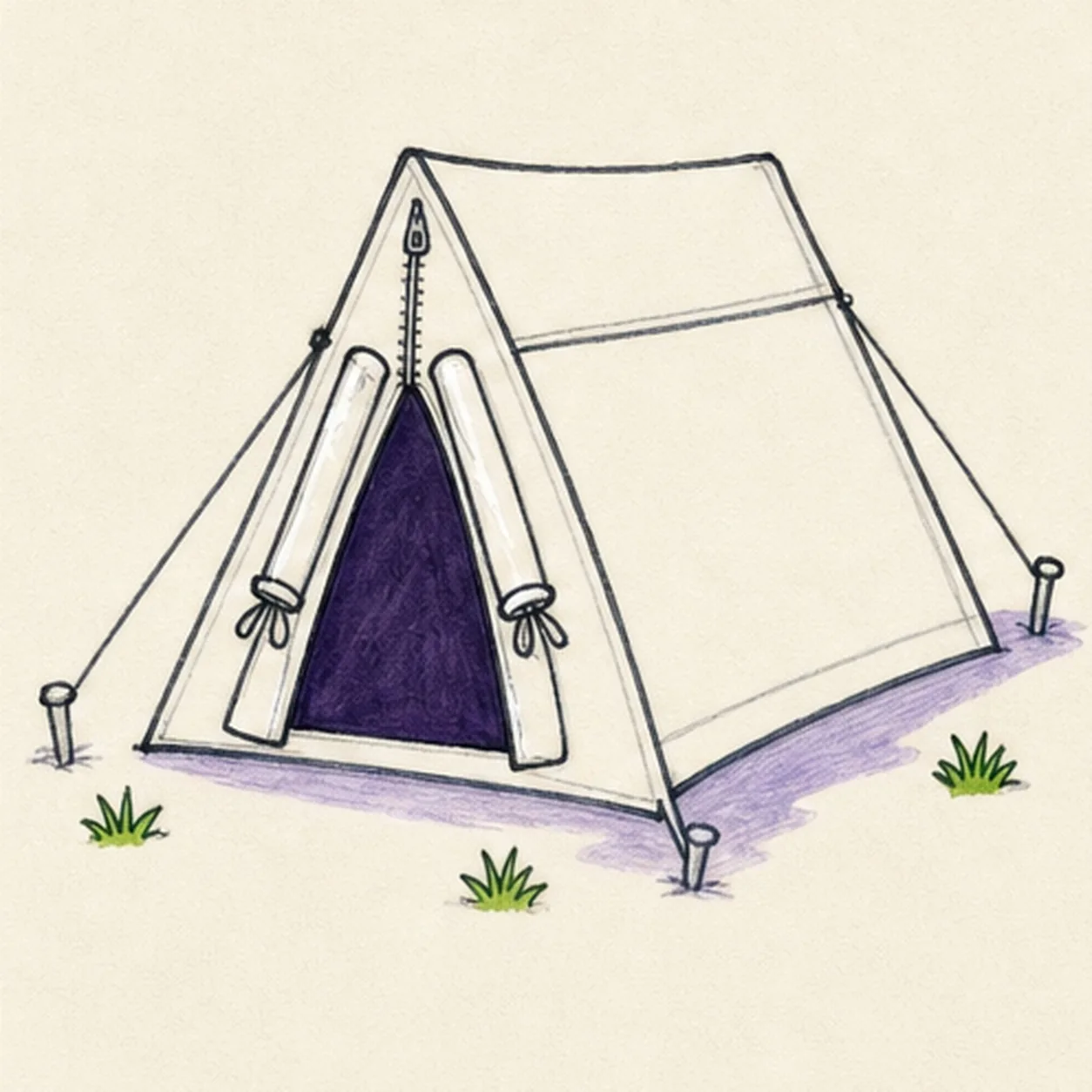 Stake down the campsite stage for how to draw a camping tent