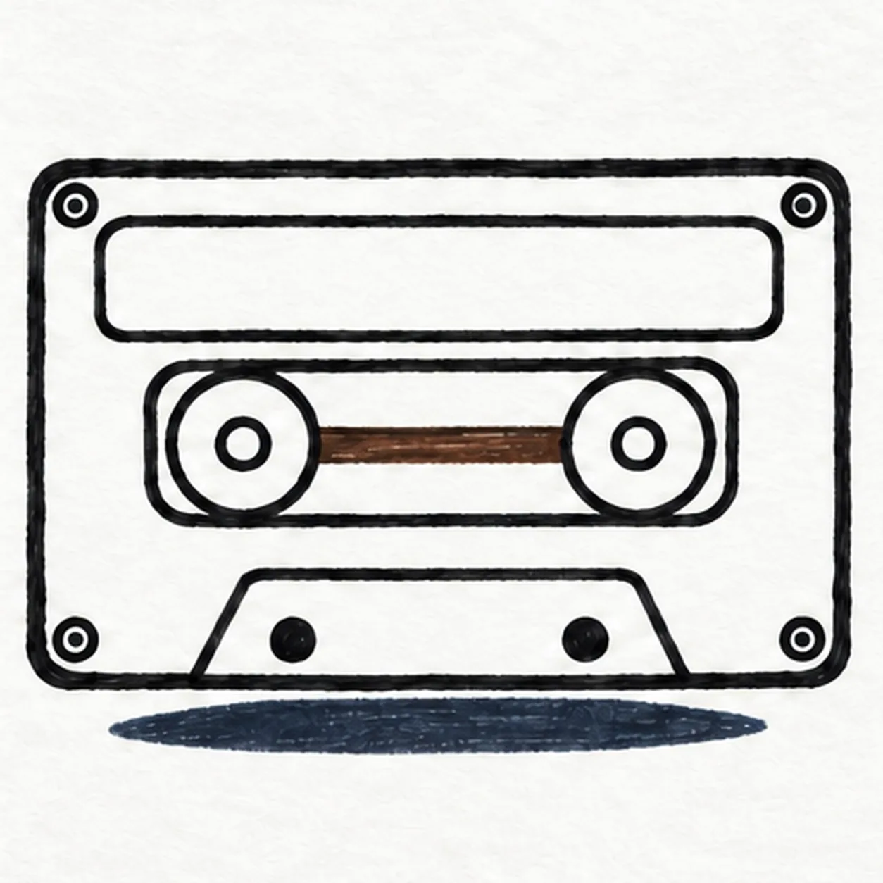 Finish the hardware stage for how to draw a cartoon cassette tape