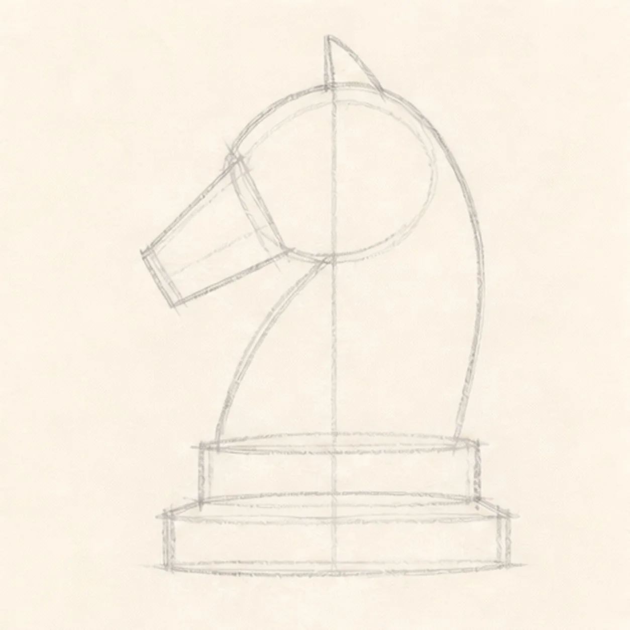 Set the knight guides stage for how to draw a chess knight