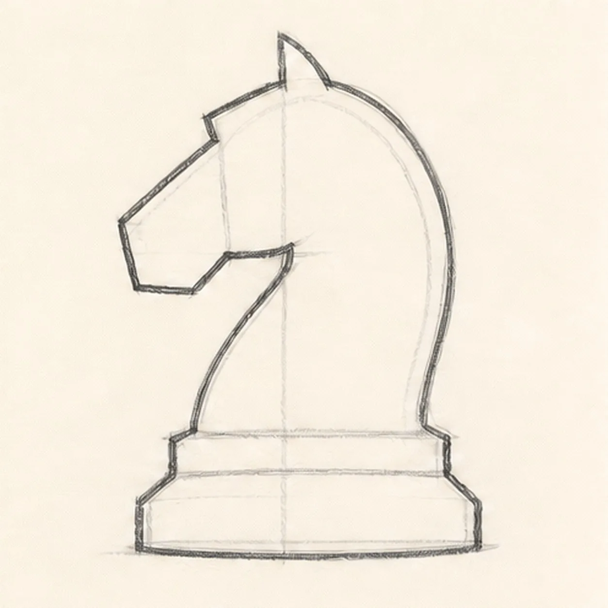 Shape the chess-piece silhouette stage for how to draw a chess knight