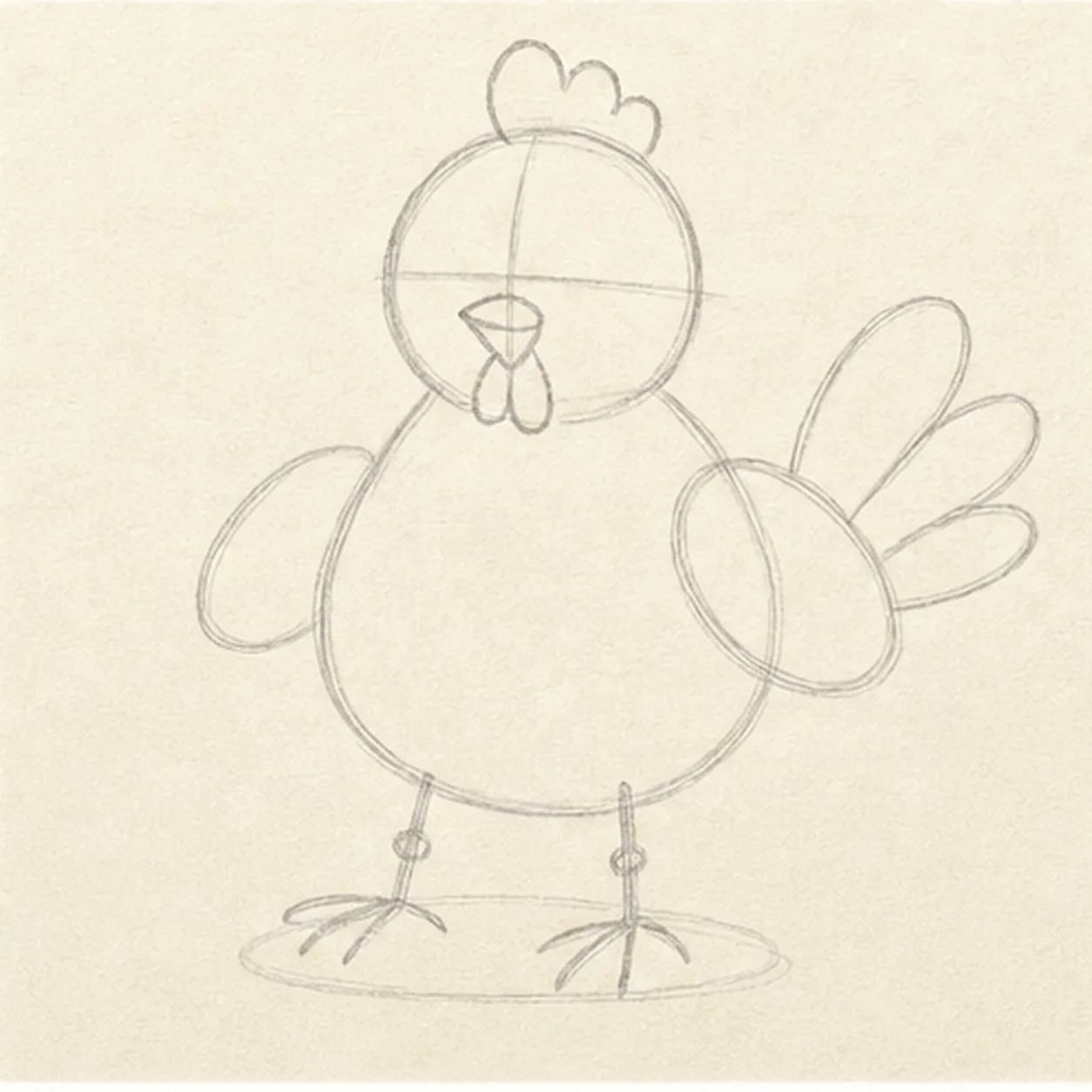 Map the chicken shapes stage for how to draw a chicken