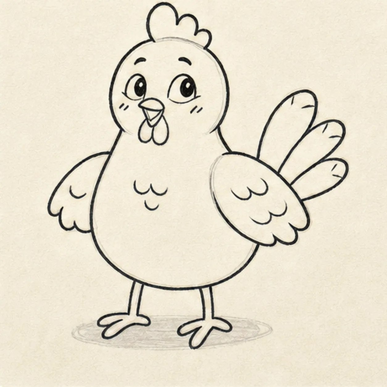Tuck in the feather details stage for how to draw a chicken