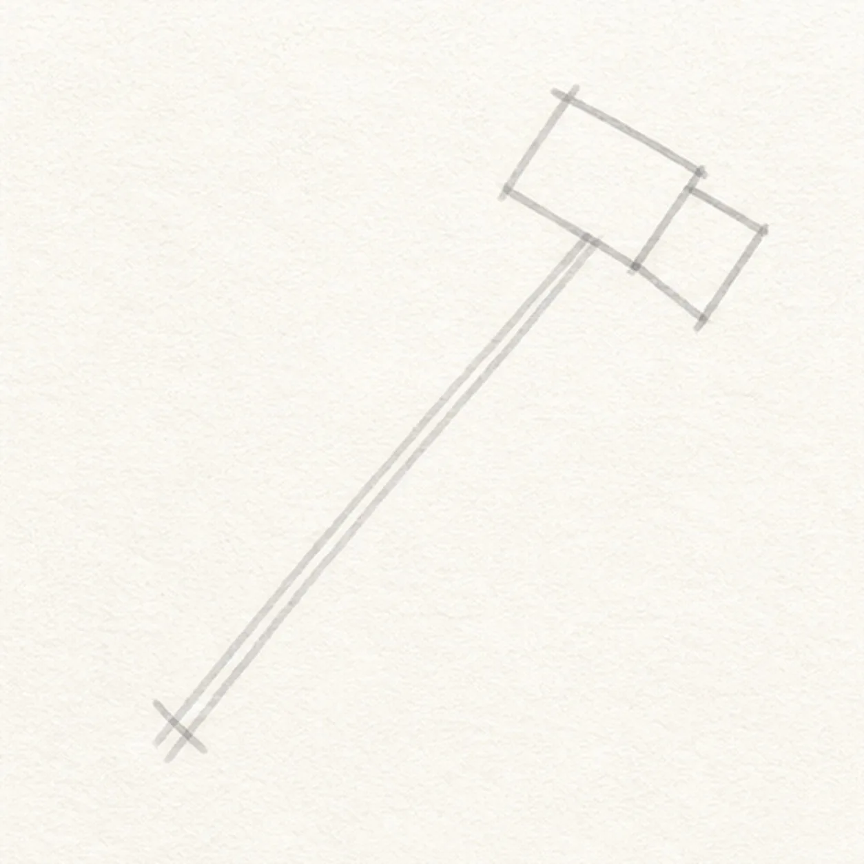 Set the hammer angle stage for how to draw a claw hammer