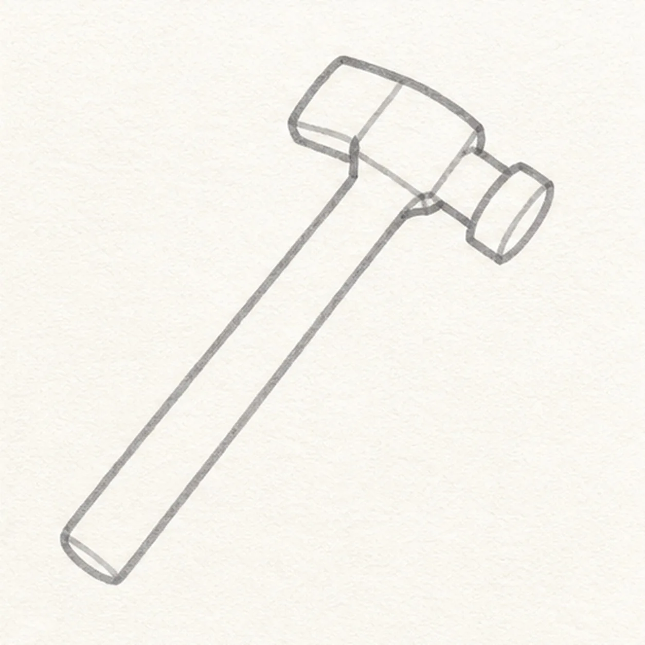 Build head and handle stage for how to draw a claw hammer