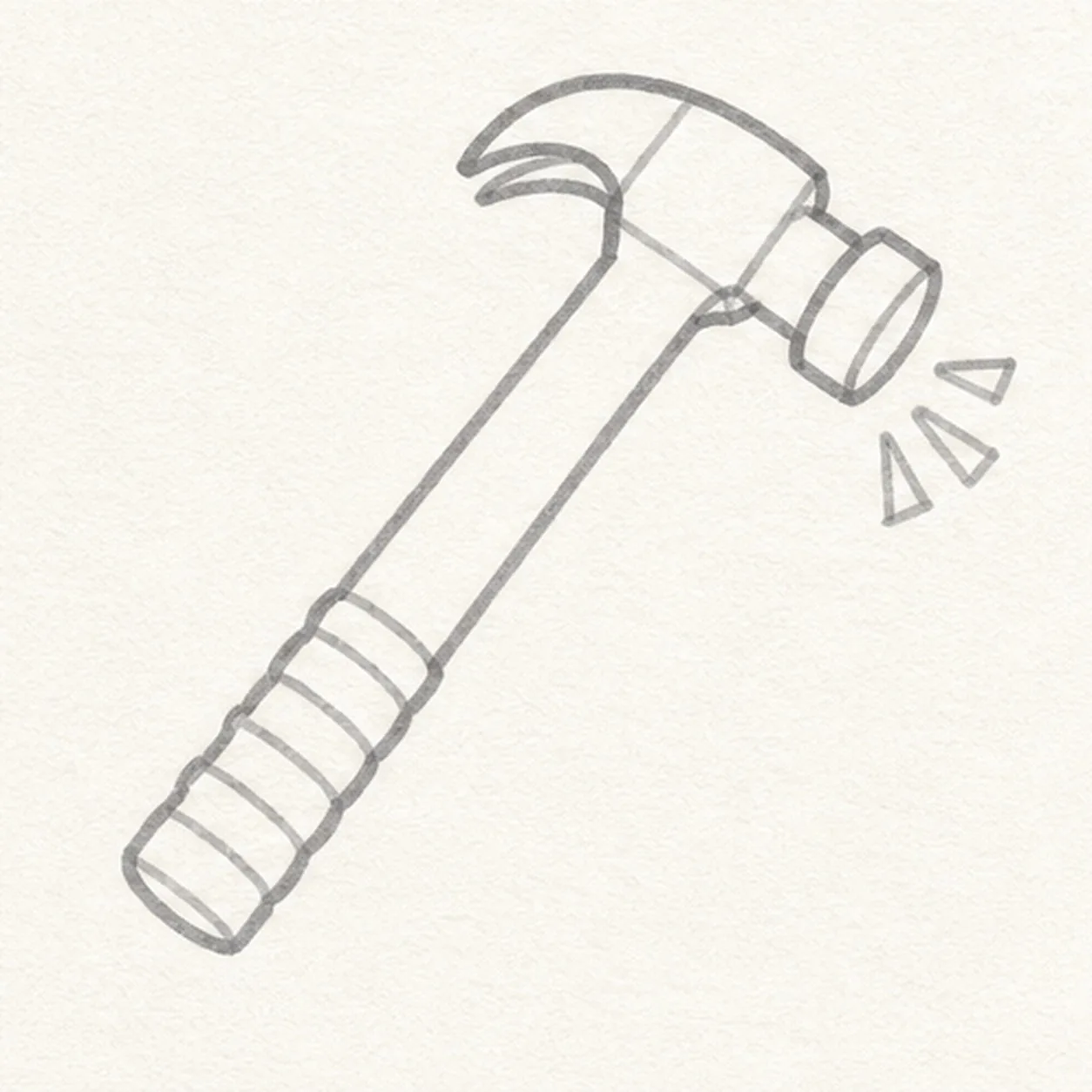 Wrap the grip stage for how to draw a claw hammer