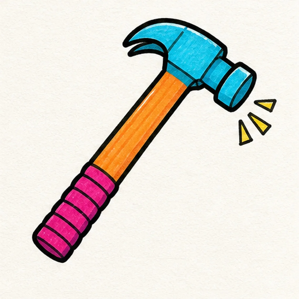 Ink and color the hammer stage for how to draw a claw hammer