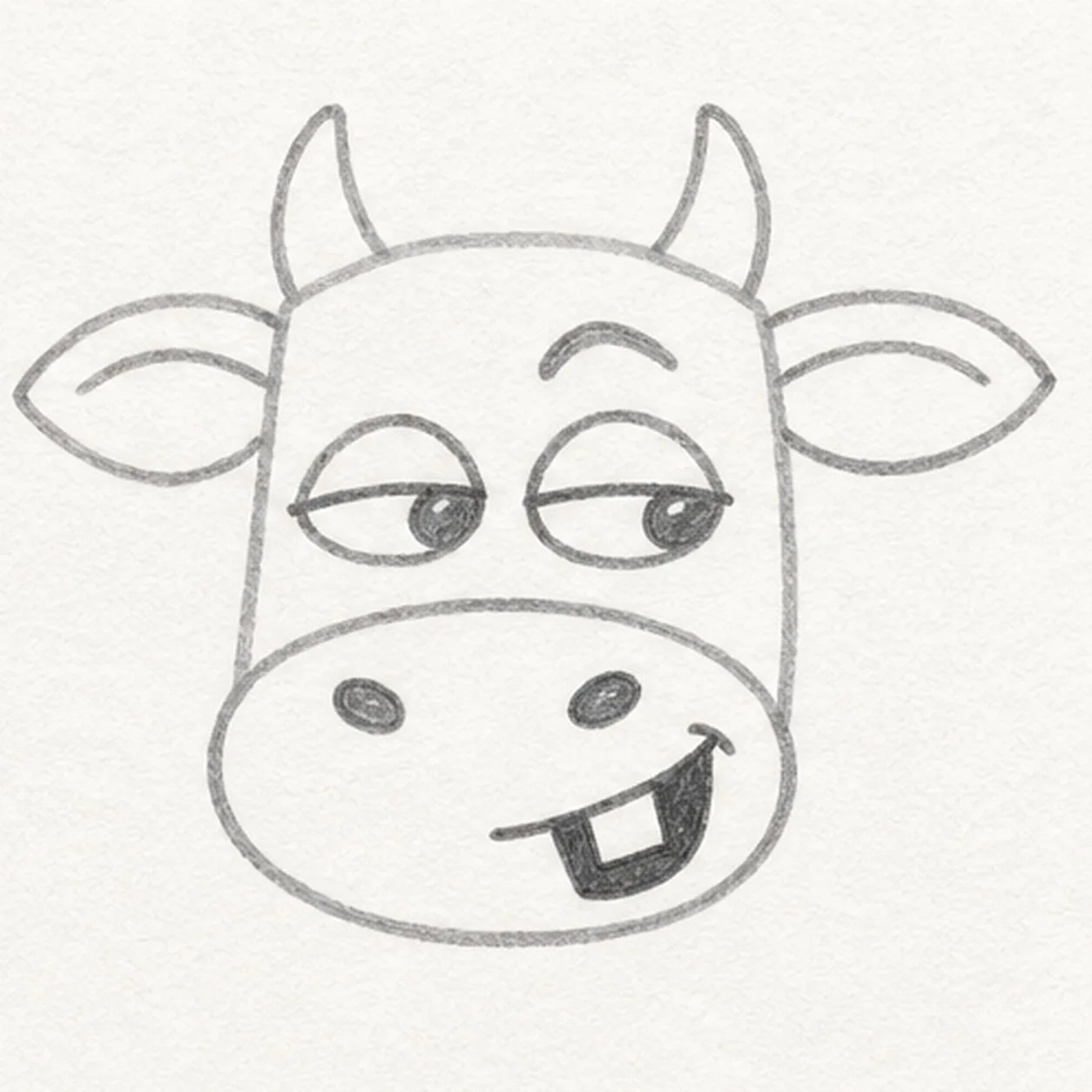 Aim the cheeky expression stage for how to draw a cow face