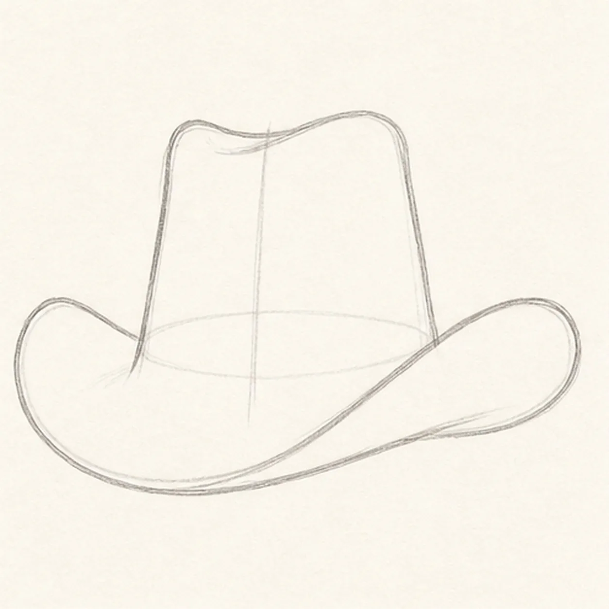 Shape the western silhouette stage for how to draw a cowboy hat