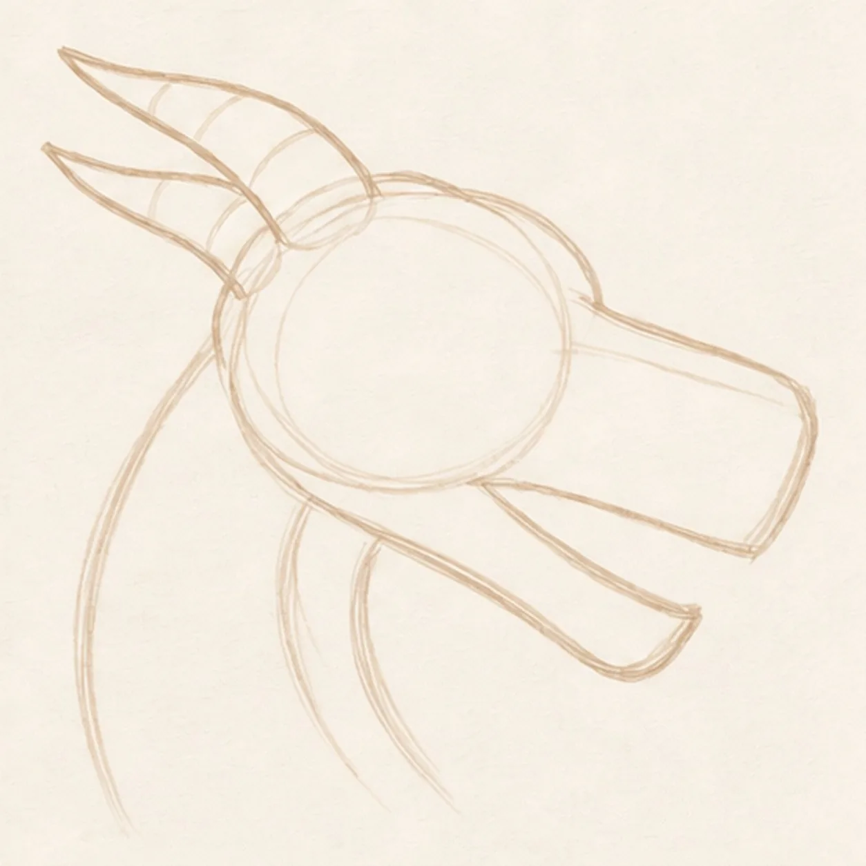 Build the horned silhouette stage for how to draw a dragon head