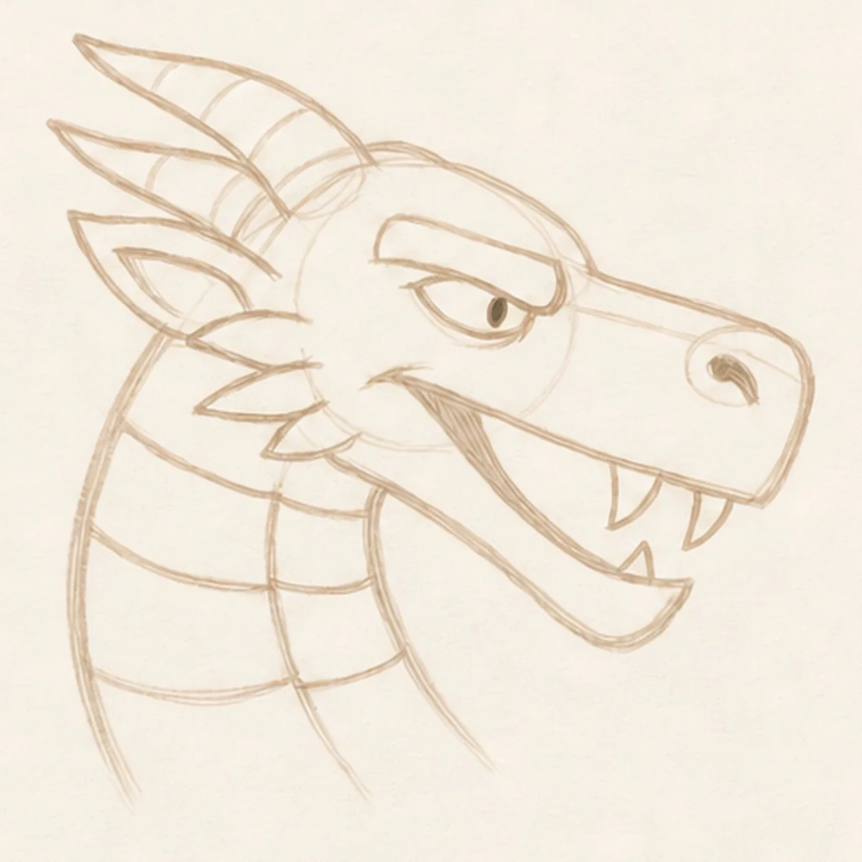 Add spikes and neck armor stage for how to draw a dragon head