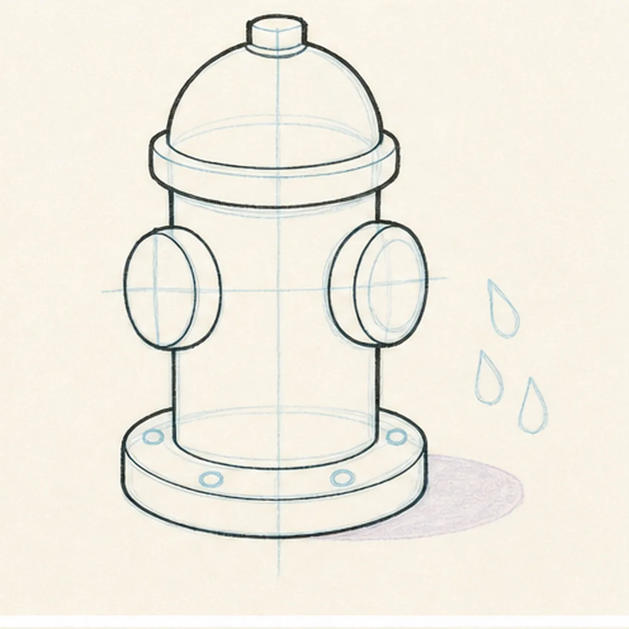 Shape the sturdy hydrant stage for how to draw a fire hydrant
