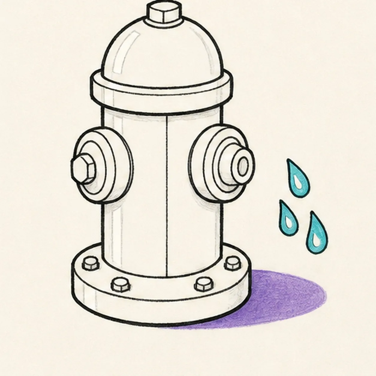 Add the water accents stage for how to draw a fire hydrant