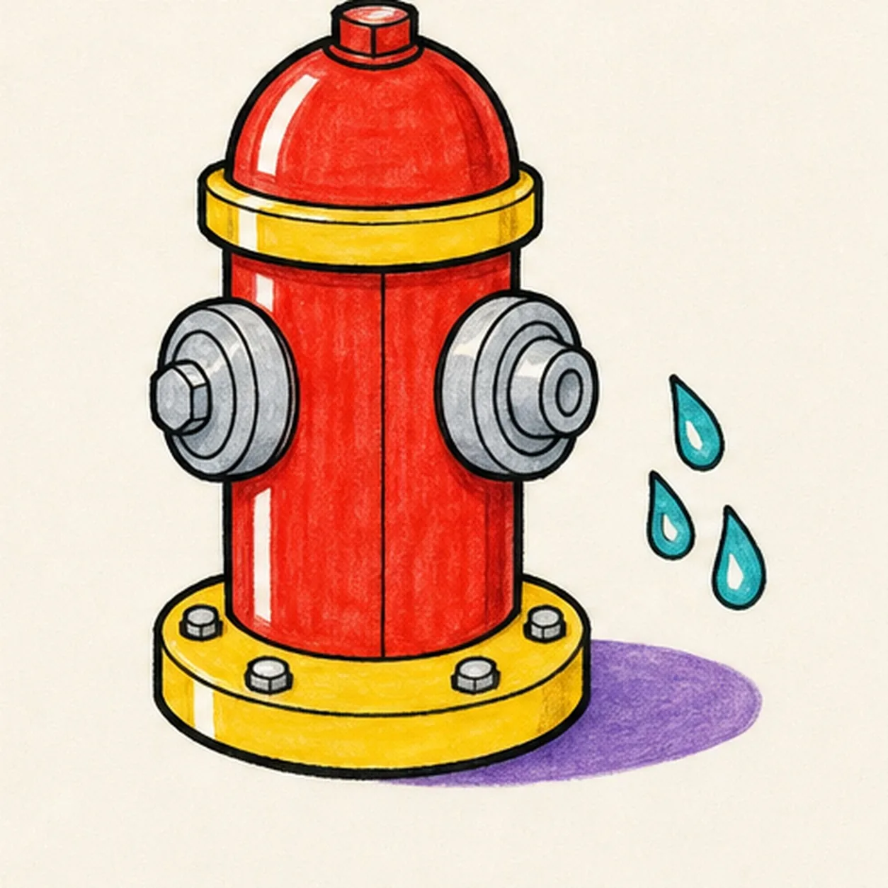 Ink and color the hydrant stage for how to draw a fire hydrant