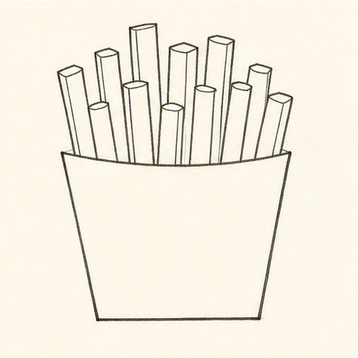 Draw the fry silhouettes stage for how to draw french fries