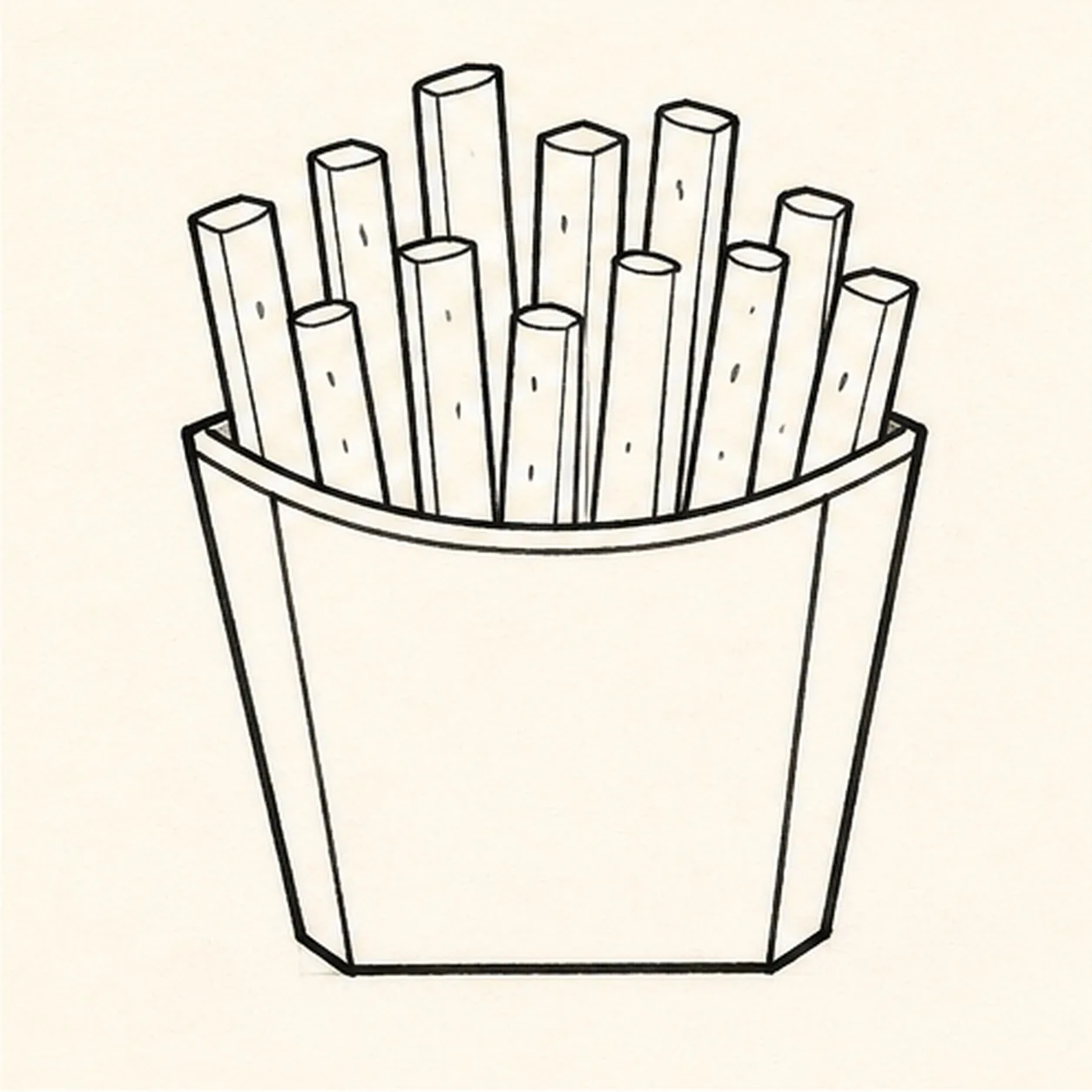 Thicken the marker lines stage for how to draw french fries