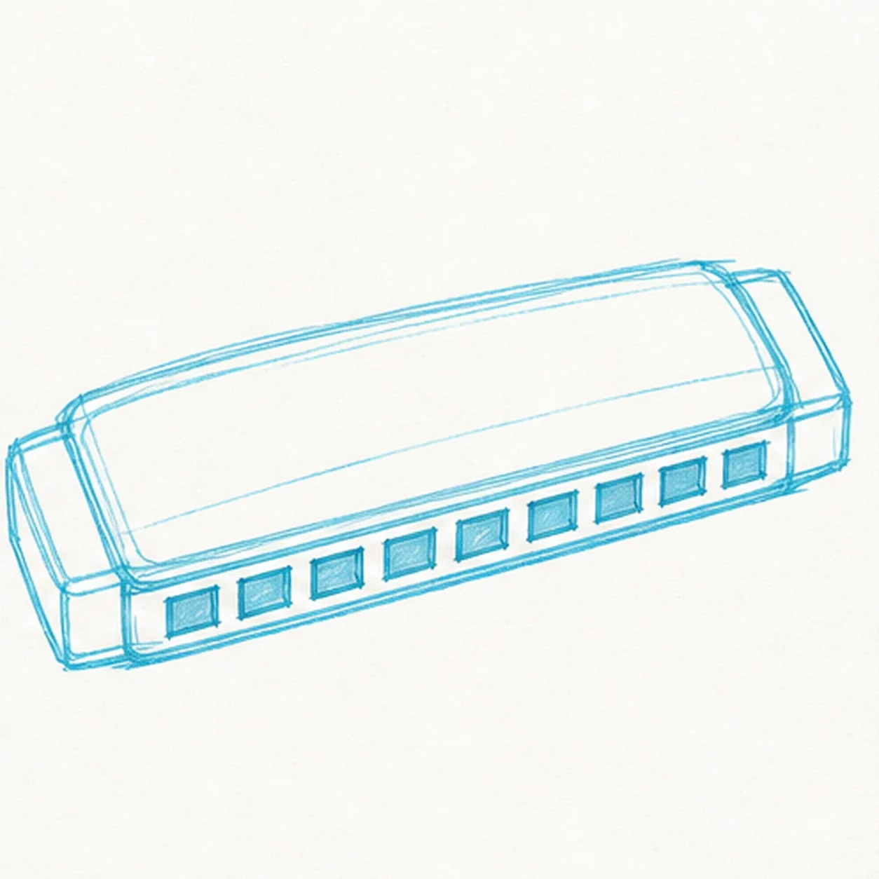 Divide eight mouth holes stage for how to draw a harmonica