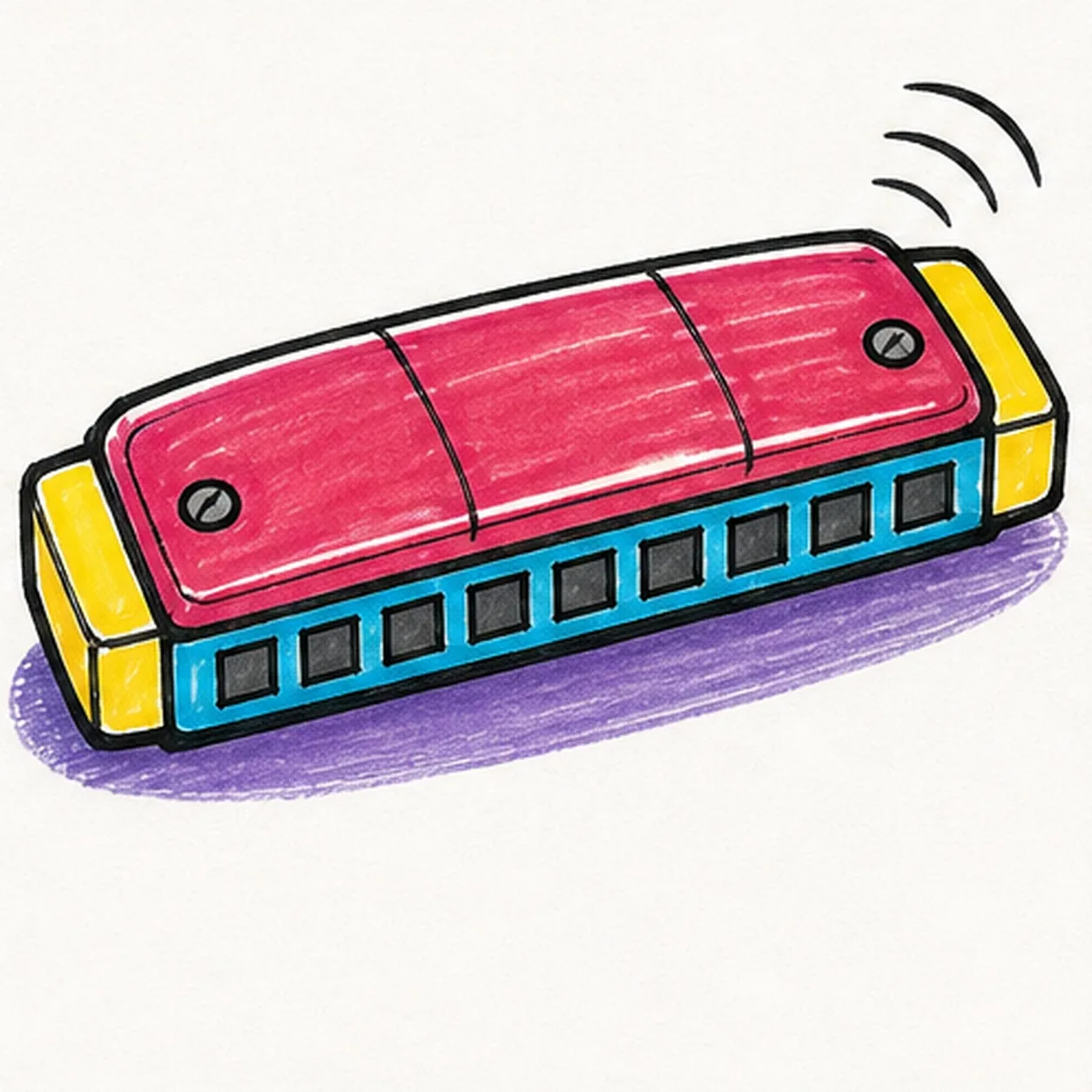 Ink and color the harmonica stage for how to draw a harmonica