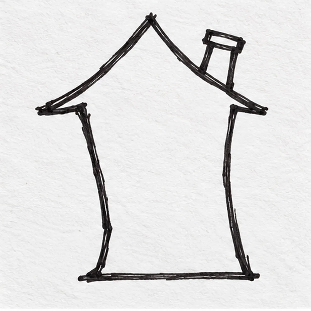 Raise the roof and chimney stage for how to draw a haunted house