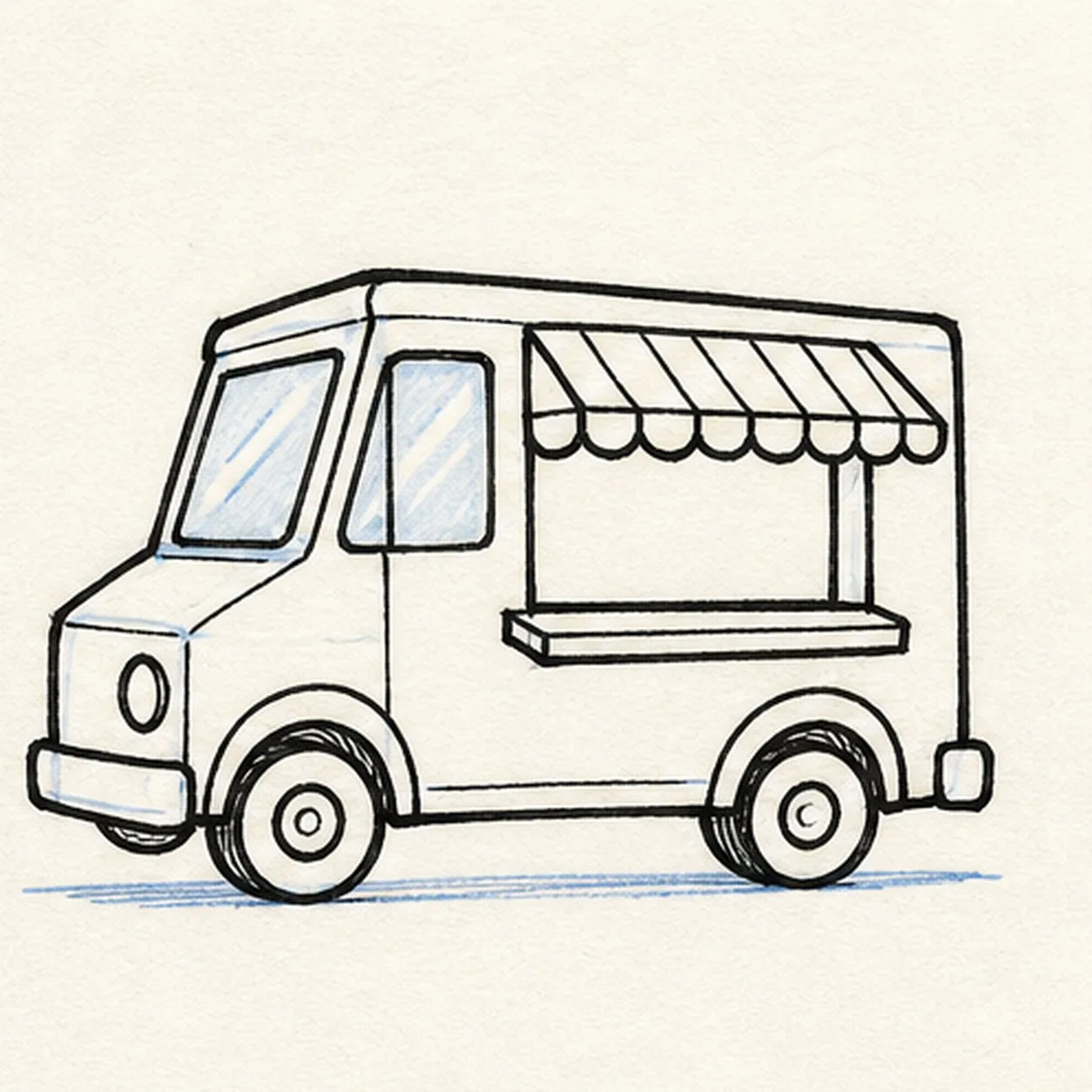 Open the serving side stage for how to draw an ice-cream truck