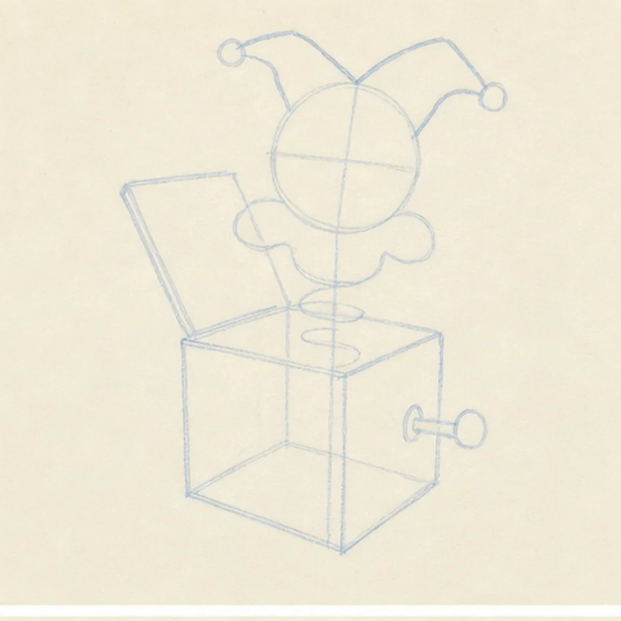 Block the box and surprise stage for how to draw a jack-in-the-box