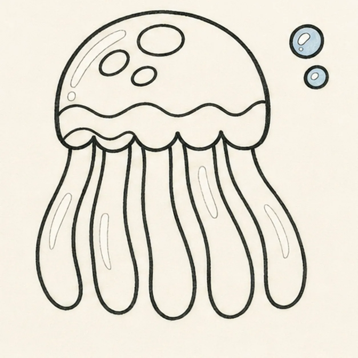 Add bubbles and highlights stage for how to draw a jellyfish