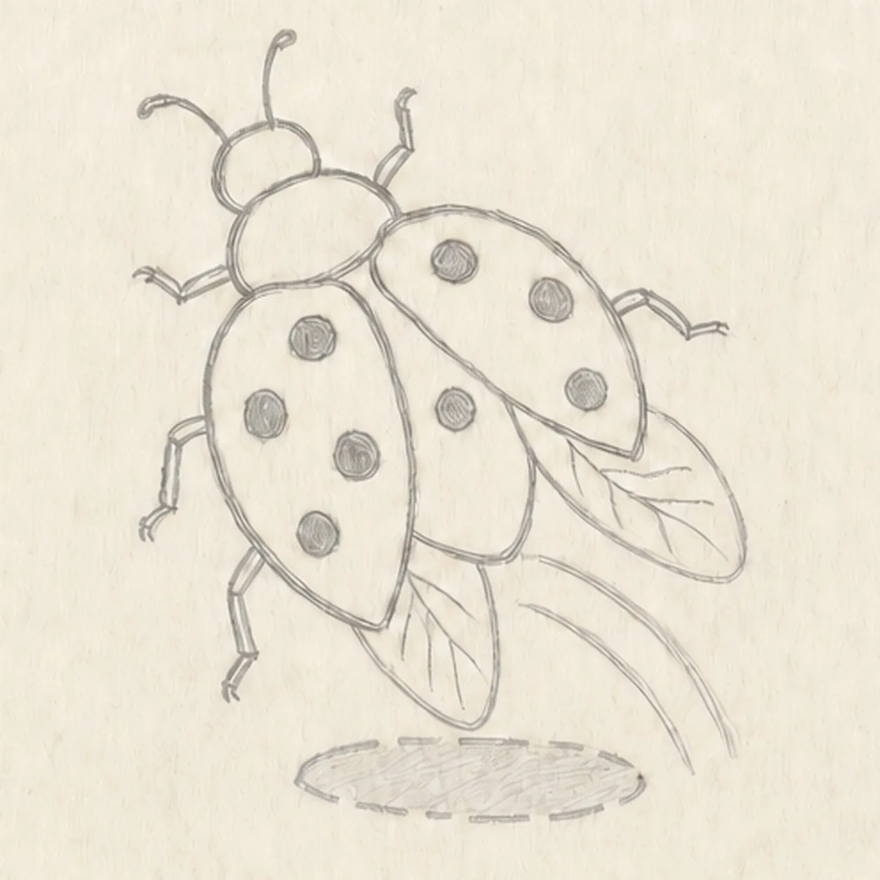 Add the takeoff motion stage for how to draw a flying ladybug