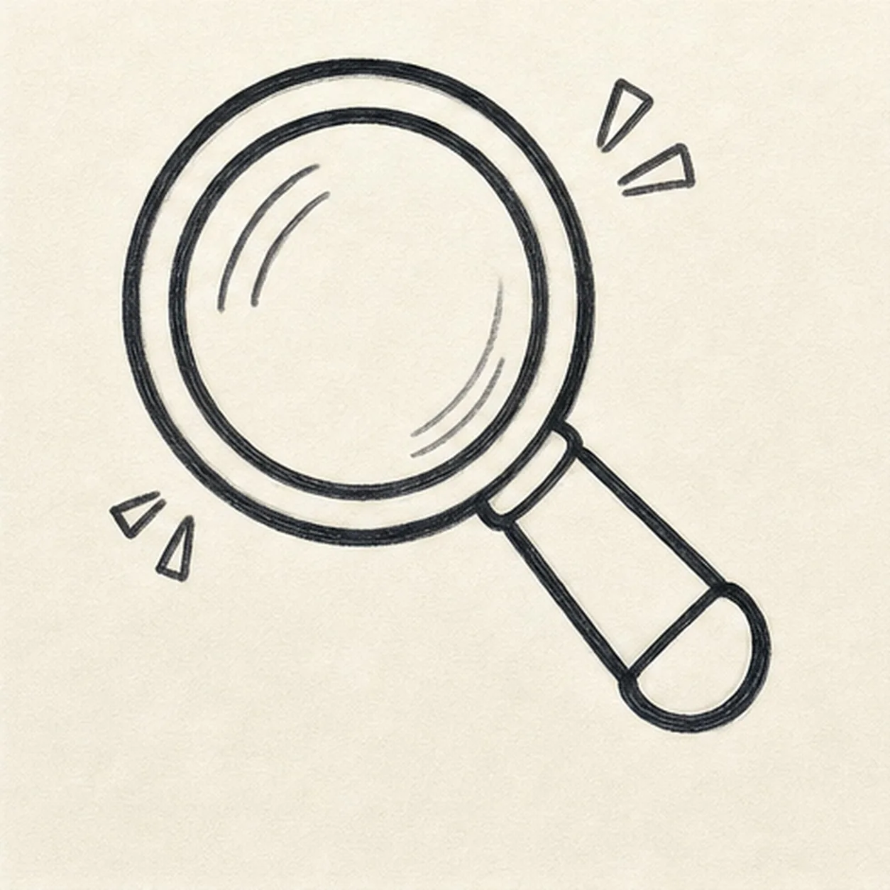 Spark the search stage for how to draw a magnifying glass