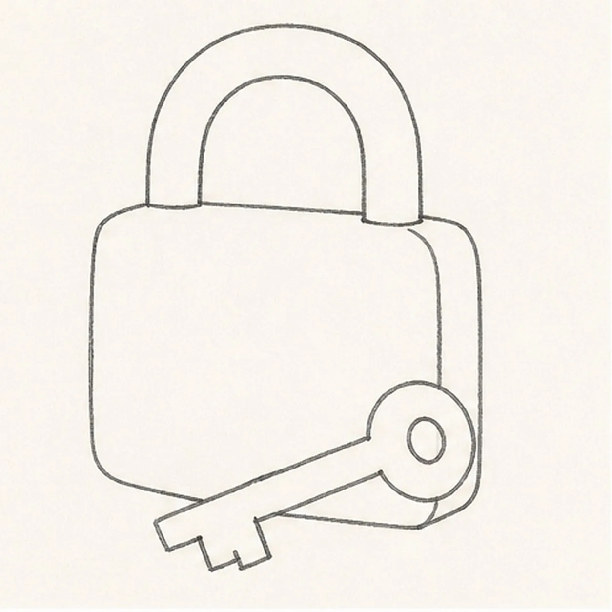 Shape the secure silhouette stage for how to draw a padlock and key