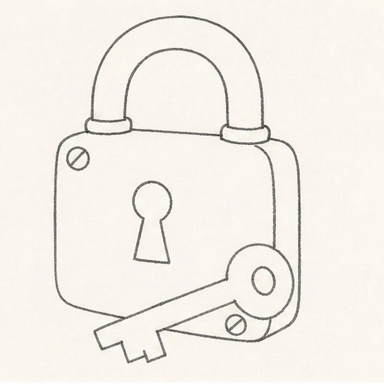 Add the lock hardware stage for how to draw a padlock and key