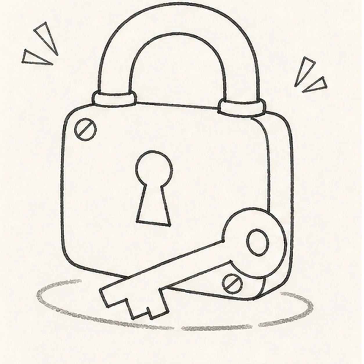 Set the comic glints and shadow stage for how to draw a padlock and key