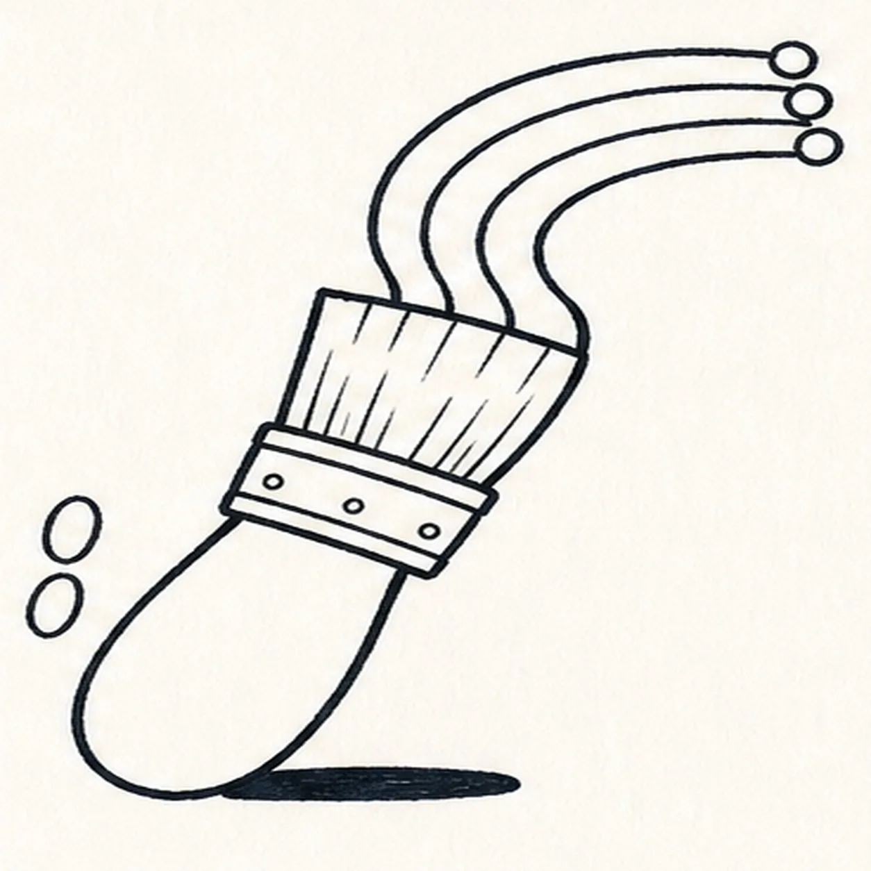 Ink the established lines stage for how to draw a rainbow paintbrush